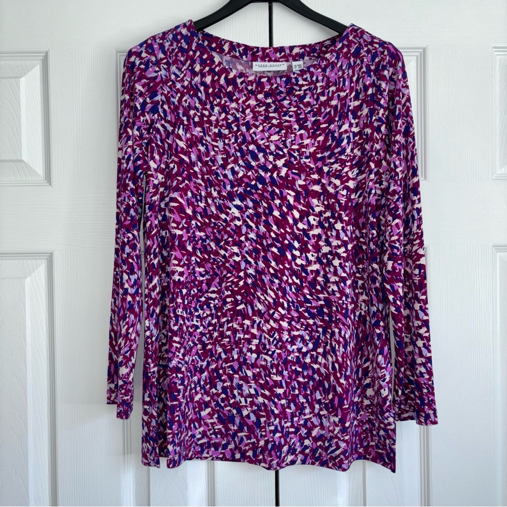 Susan Graver Purple Colorful Women's Long Sleeve Top Blouse XXSP